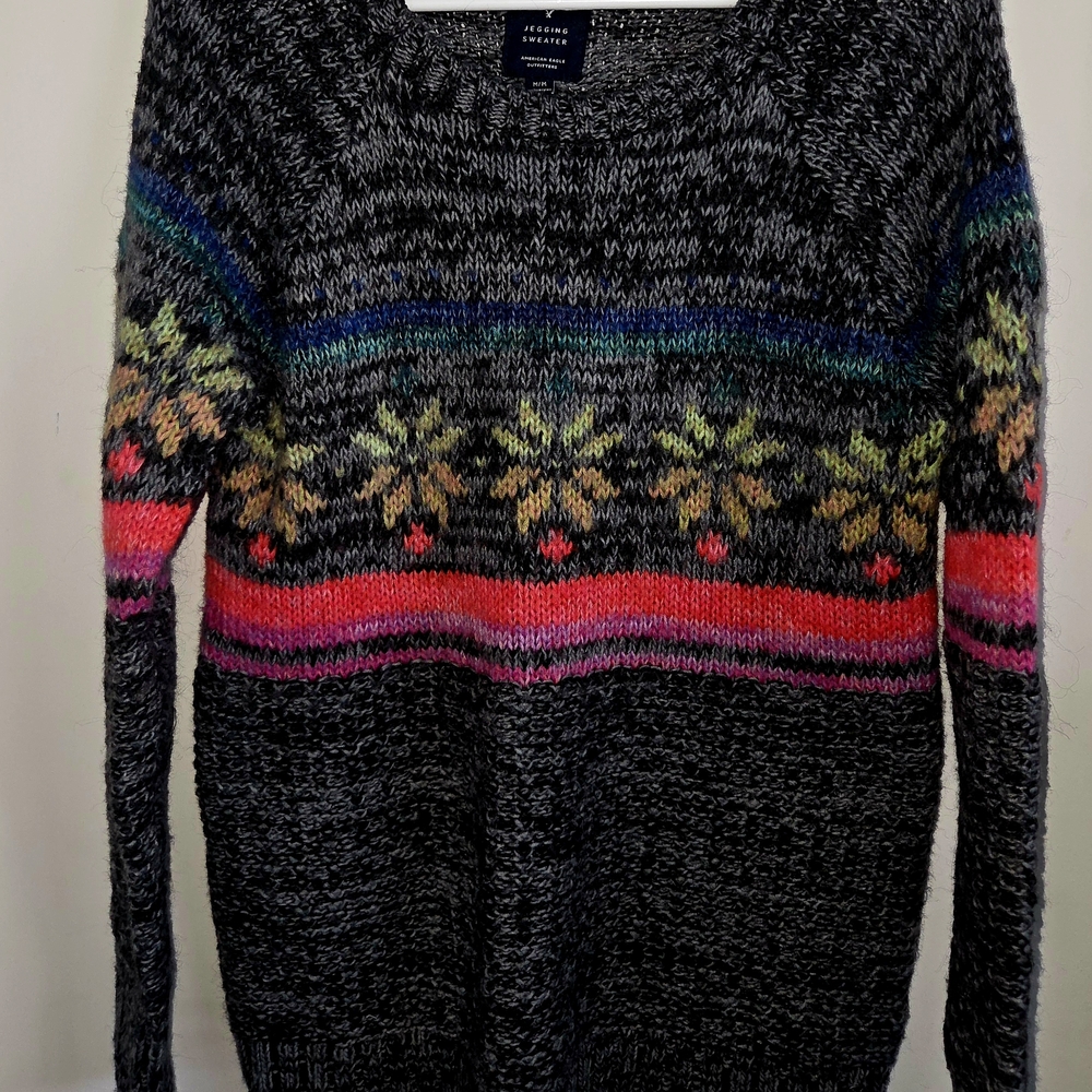 Women’s Black Multicolor Fair Isle Knit Sweater